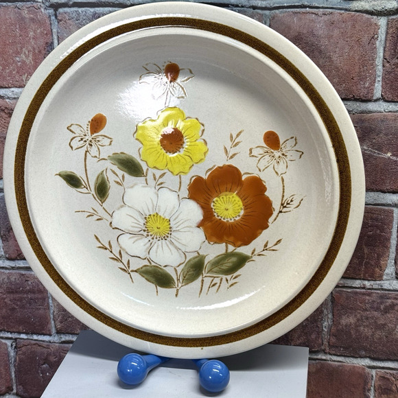 1 Daniele Collection Dinner Stoneware Plate Platter Trailride Pattern Japan 1970 - Picture 2 of 7